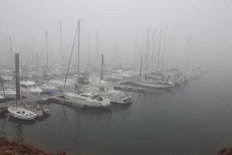 Misty harbour at Lan Kerellec
