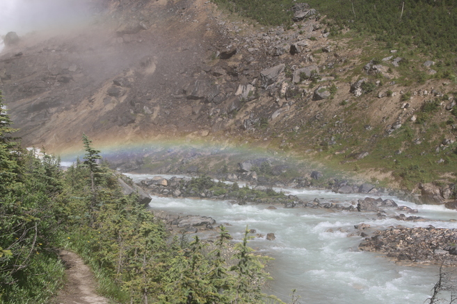 Rainbow at the foot of Takakkaw falls
