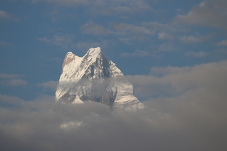 Machhapuchhre emerging from cloud
