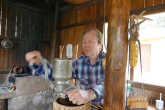 Grinding the beans