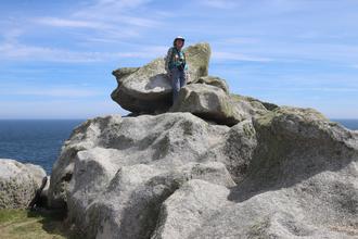 Camilla above Porth Hellick
